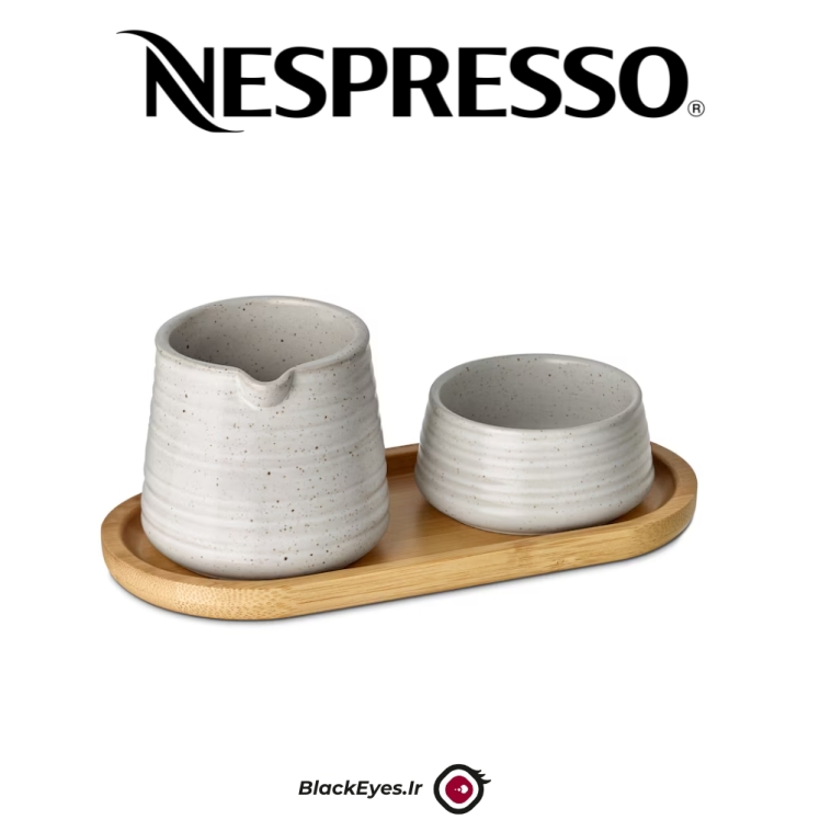 ست سرو نسپرسو مدل Serving Set ( سینی چوبی , ظرف شیر و شکر )
