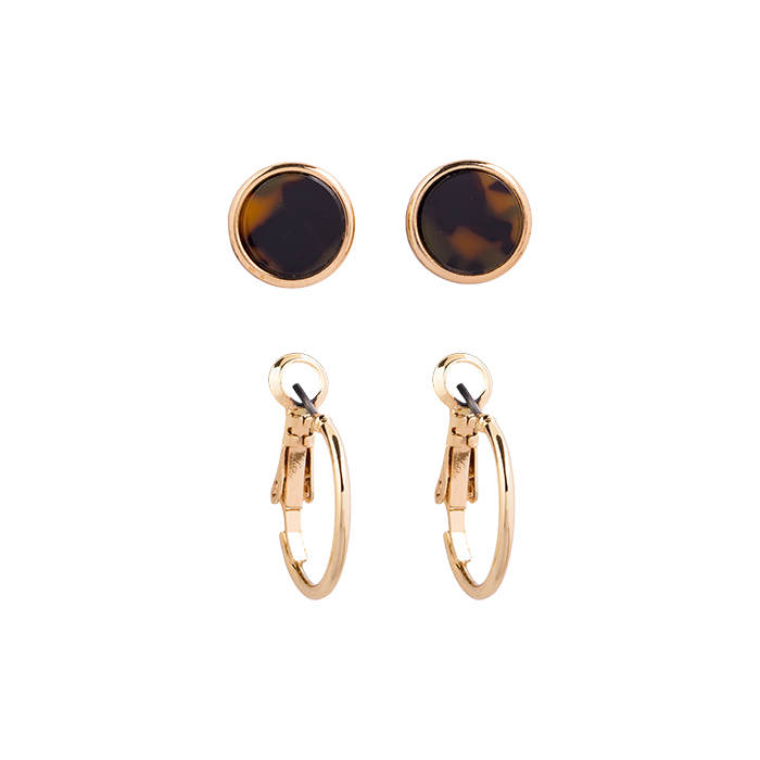 گوشواره ست دوتایی گرد با سنگ اصل | گوشواره | بدلیجات | زیور آلات | بلک آیز